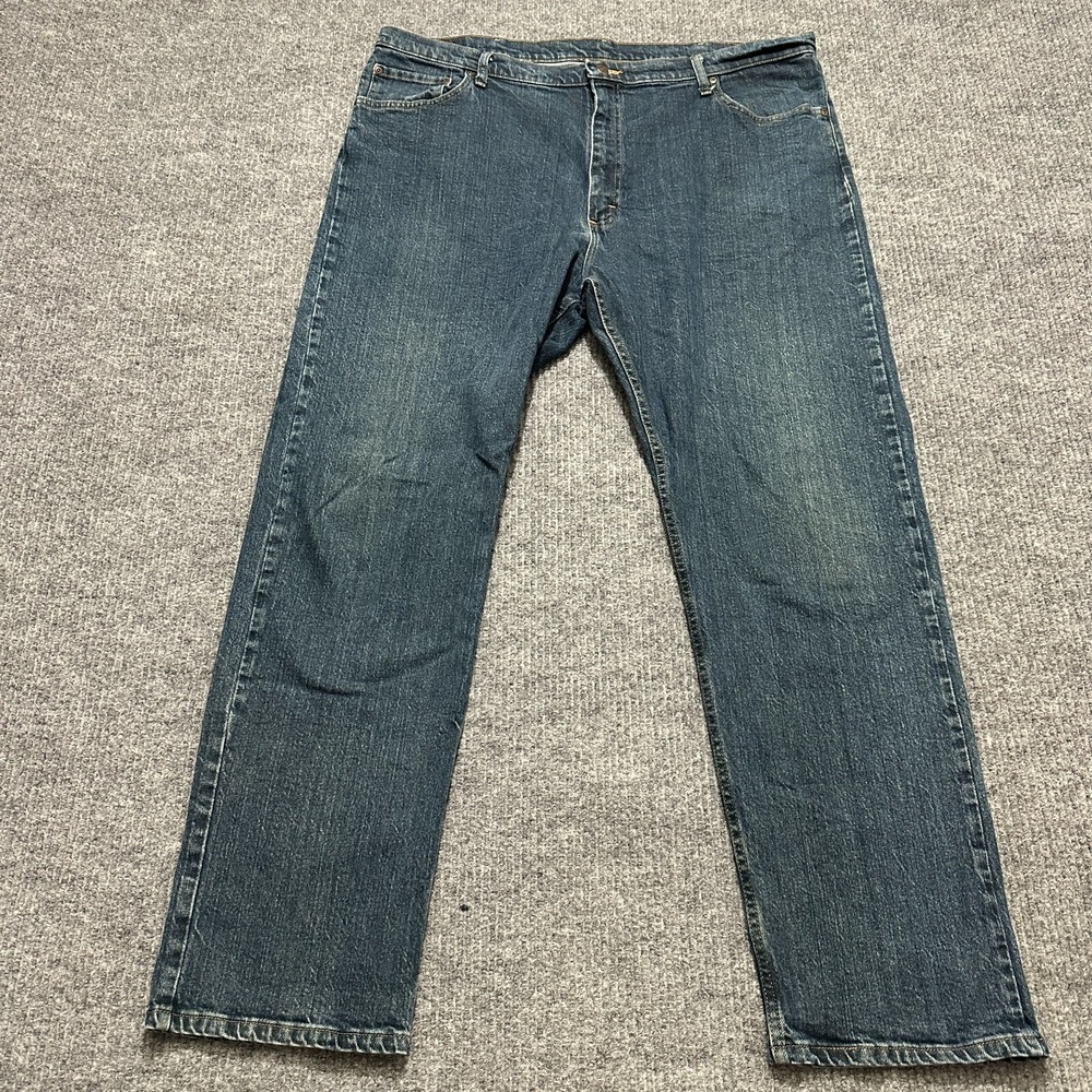 Wrangler Regular Fit Mens Straight Leg Jeans Size 42 x 32 Blue Denim High Rise